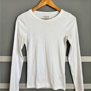 J. Crew Long-Sleeve Crewneck Top in White
